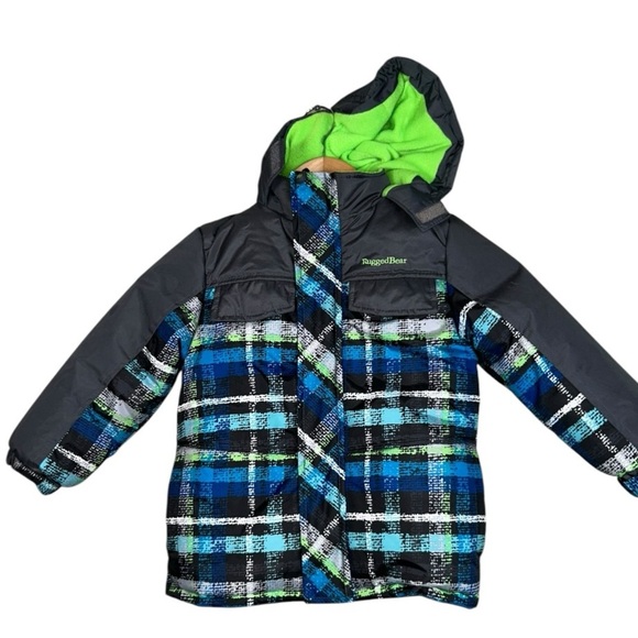 Kids Hooded Puffer Zip Jacket Coat RUGGED BEAR Sz 3 Lined - Picture 1 of 8